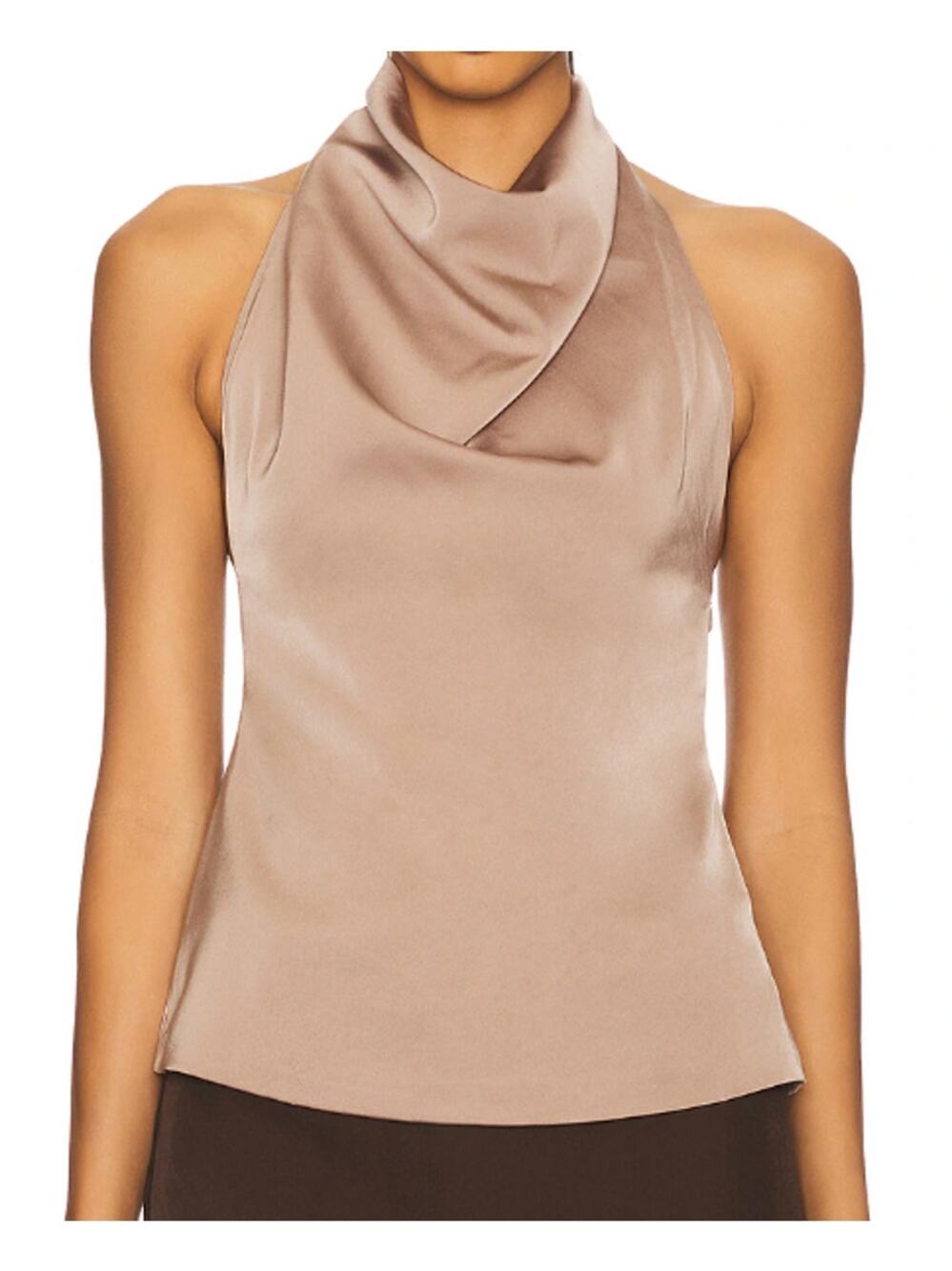 ALL THE WAYS Beth Halter Top in Mocha, Size XS